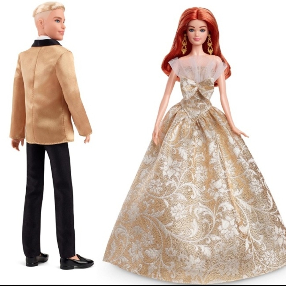 Barbie Holiday 2025 Redhead& Ken 2025 Blonde Matching Gold Outfit-NEW